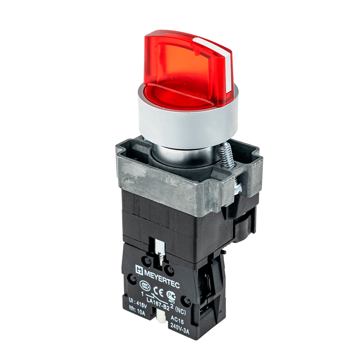 Переключатель с подсветкой, с фиксацией, 24V AC/DC, красный, 2 положения, 1NC