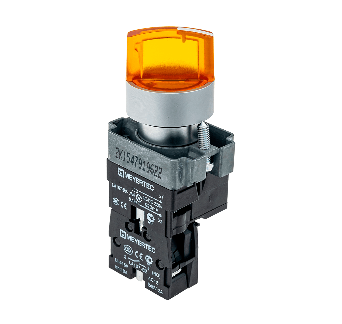 Переключатель с подсветкой, с фиксацией, 24V AC/DC, желтый, 2 положения, 1NO