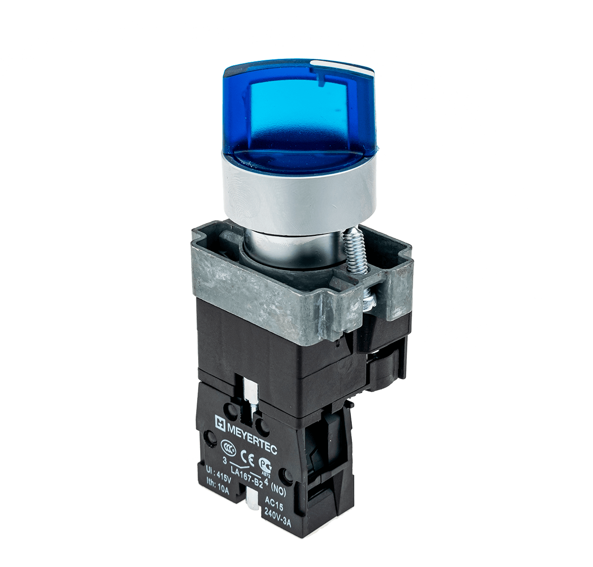 Переключатель с подсветкой, с фиксацией, 24V AC/DC, синий, 2 положения, 1NO