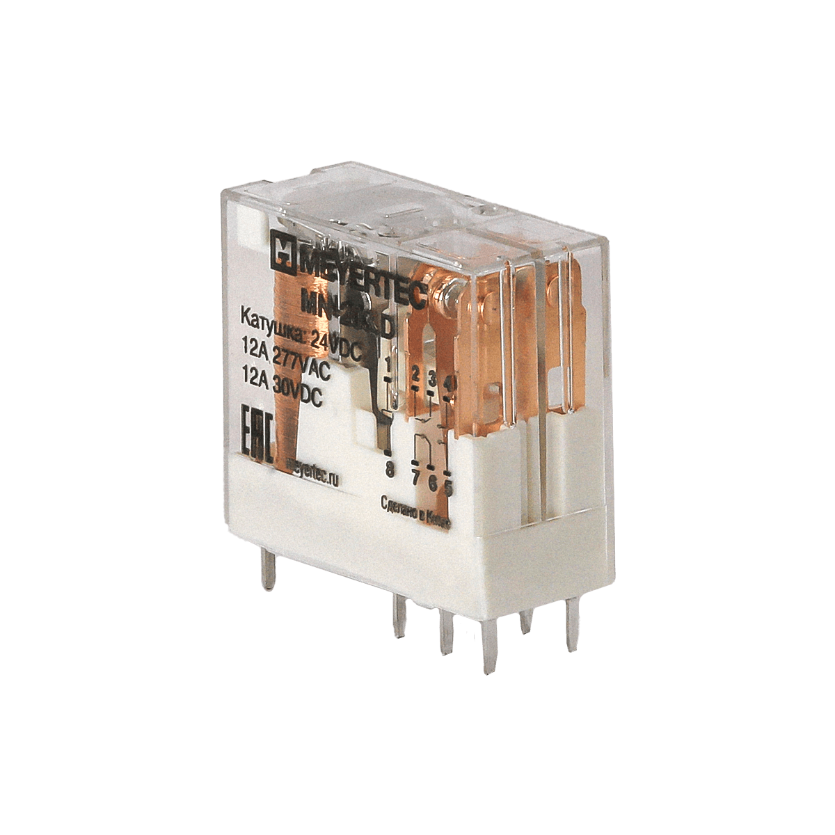 Реле промежуточное 2-конт., 12VDC, ток 12 А