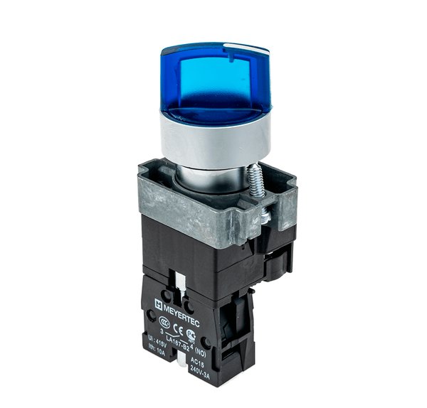 Переключатель с подсветкой, с фиксацией, 220V AC/DC, синий, 2 положения, 1NO