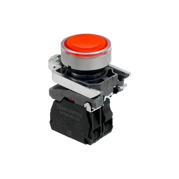Кнопка красная с подсветкой, 1NС, 24V AC/DC, IP65, металл