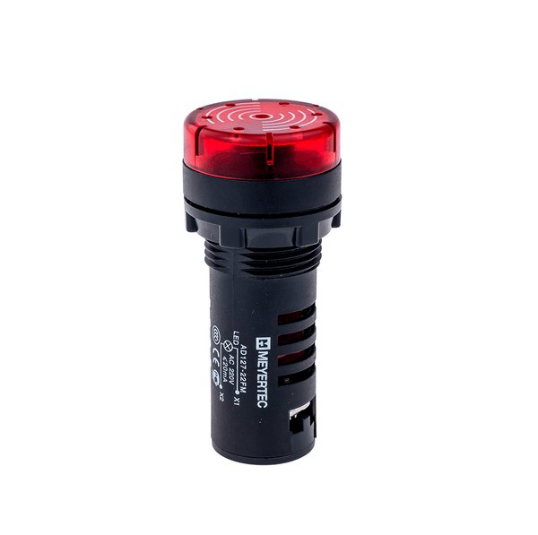 Зуммер с подсветкой, 80дБ, красный, 24V AC/DC, IP40, пластик