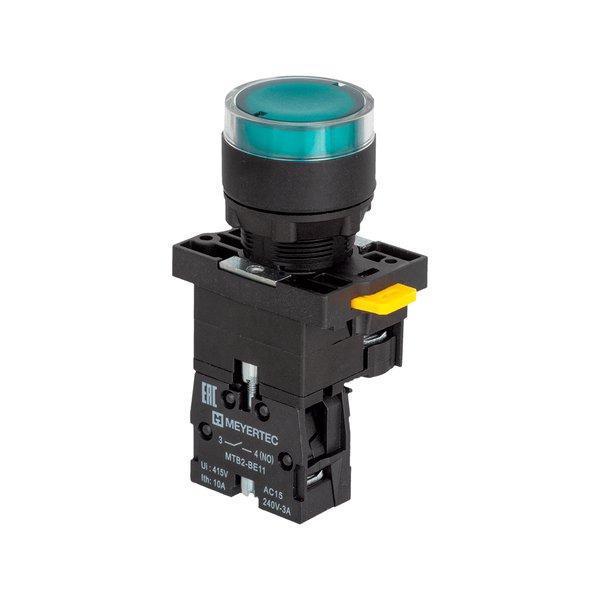MTB2-EW33611 Кнопка зеленая с подсветкой, 1NO, 24V AC/DC, IP54, пластик Meyertec