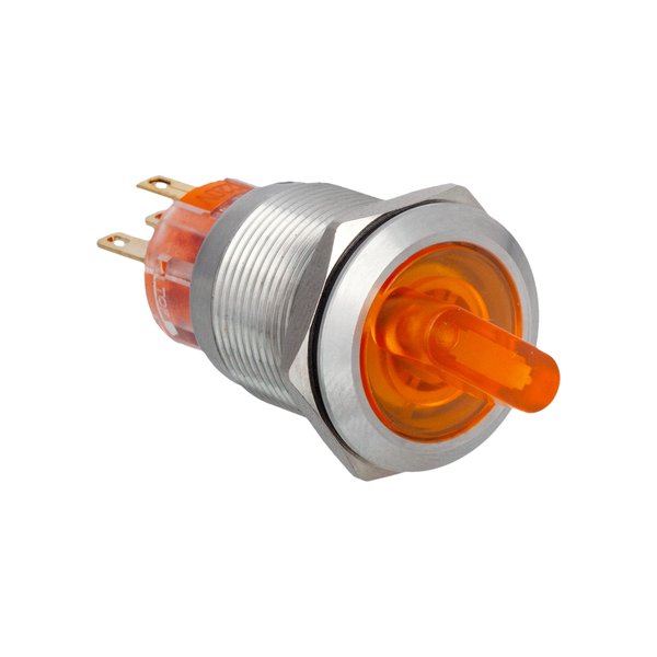 MT67-BD211Y24 Переключатель с подсветкой, с фиксацией, 24V AC/DC, желтый, 2 положения, 1NO+1NC, IP67, нержавеющая сталь Meyertec