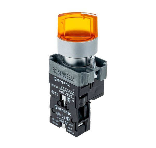 Переключатель с подсветкой, с фиксацией, 220V AC/DC, желтый, 2 положения, 1NO