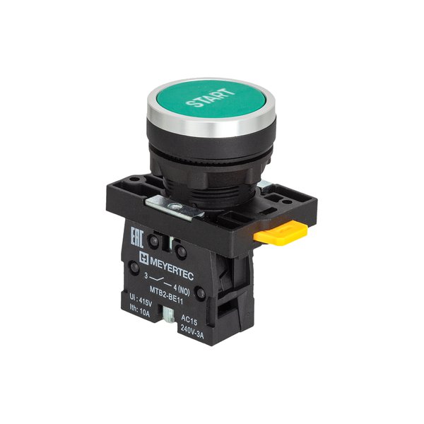 MTB2-EA31601 Кнопка плоская зеленая, маркировка "START", 1NO, IP54, пластик Meyertec