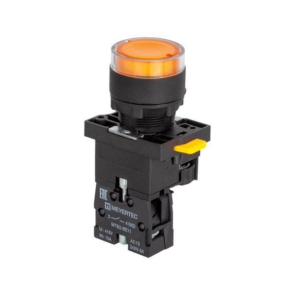 MTB2-EW35611 Кнопка желтая с подсветкой, 1NO, 24V AC/DC, IP54, пластик Meyertec
