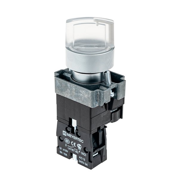 Переключатель с подсветкой, с фиксацией, 24V AC/DC, белый, 2 положения, 1NO
