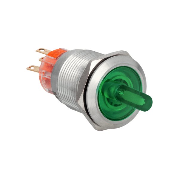 MT67-BD211G220 Переключатель с подсветкой, с фиксацией, 220V AC/DC, зеленый, 2 положения, 1NO+1NC, IP67, нержавеющая сталь Meyertec