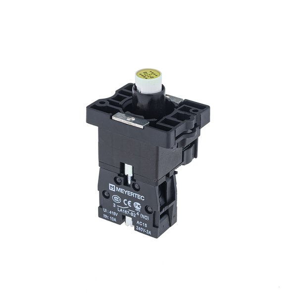 MTB2-EW635 Основание с подсветкой 1NO желтый 220V, пластик Meyertec