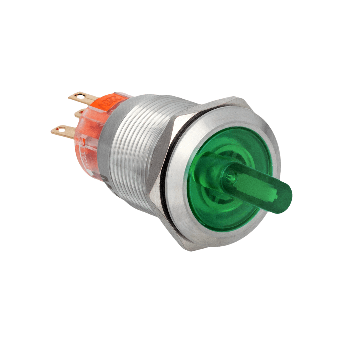 MT67-BD211G220 Переключатель с подсветкой, с фиксацией, 220V AC/DC, зеленый, 2 положения, 1NO+1NC, IP67, нержавеющая сталь Meyertec