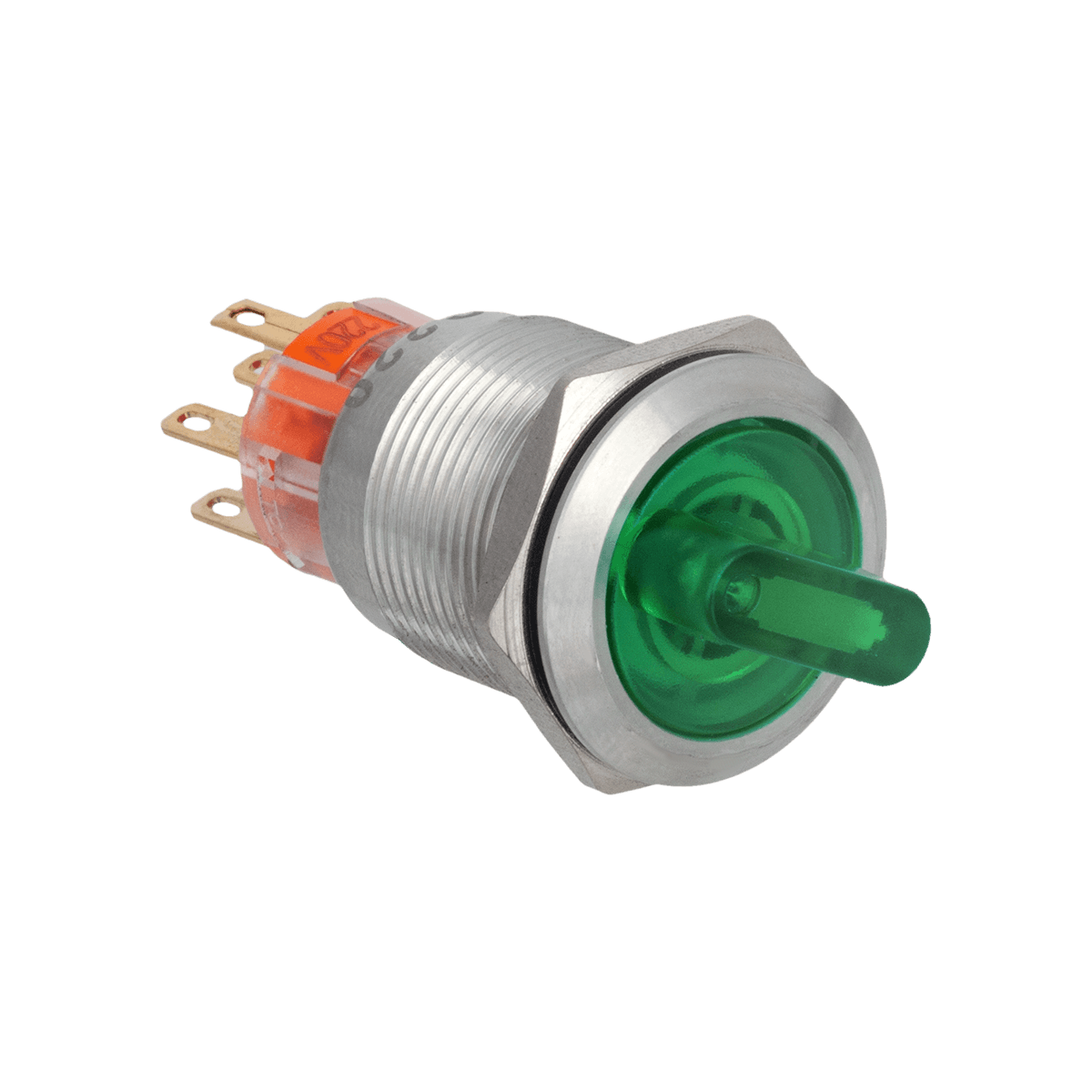 MT67-BD331G220 Переключатель с подсветкой, с фиксацией, 220V AC/DC, зеленый, 3 положения, 2NO+2NC, IP67, нержавеющая сталь Meyertec