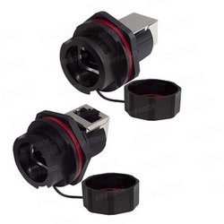 RJ45-F08J.BE.300.L Интерфейсный разъем 8P8C щитовой с фиксацией байонет угловой