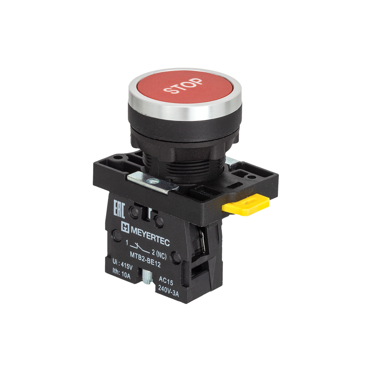 MTB2-EA41622 Кнопка плоская красная, маркировка "STOP", 1NC, IP54, пластик Meyertec