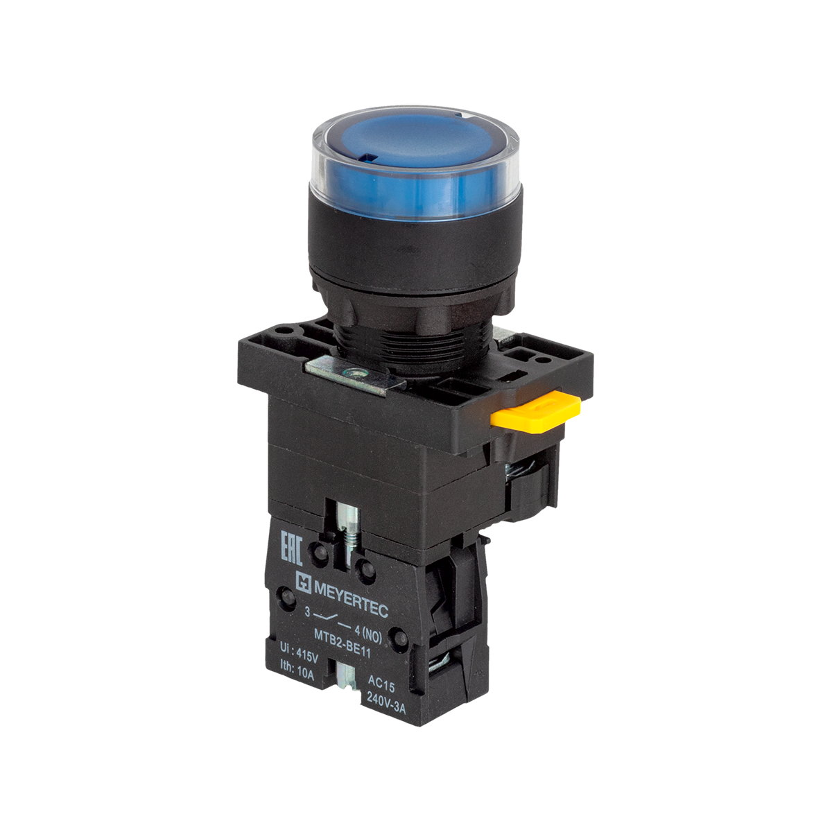 MTB2-EW36613 Кнопка синяя с подсветкой, 1NO, 220V AC/DC, IP54, пластик Meyertec