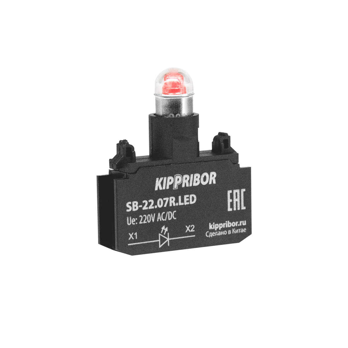 SB-22.07R.LED Блок-контакт для кнопок и переключателей, 220 V красный Кипприбор