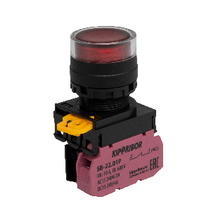 SB-22.BFF.11.G03G Кнопка с фиксацией и подсветкой, плоская NO+NC, 24 V, зеленая Кипприбор