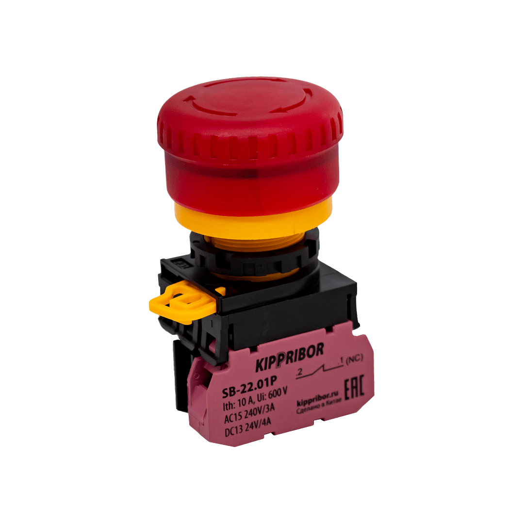 SB-22.ESF.01.R07R Кнопка аварийного останова с подсветкой 220V Кипприбор