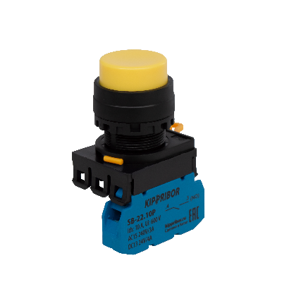 SB-22.BSE.11.G00  Кнопка с самовозвратом, без подсветки, выступающая, NO+NC, зеленая Кипприбор