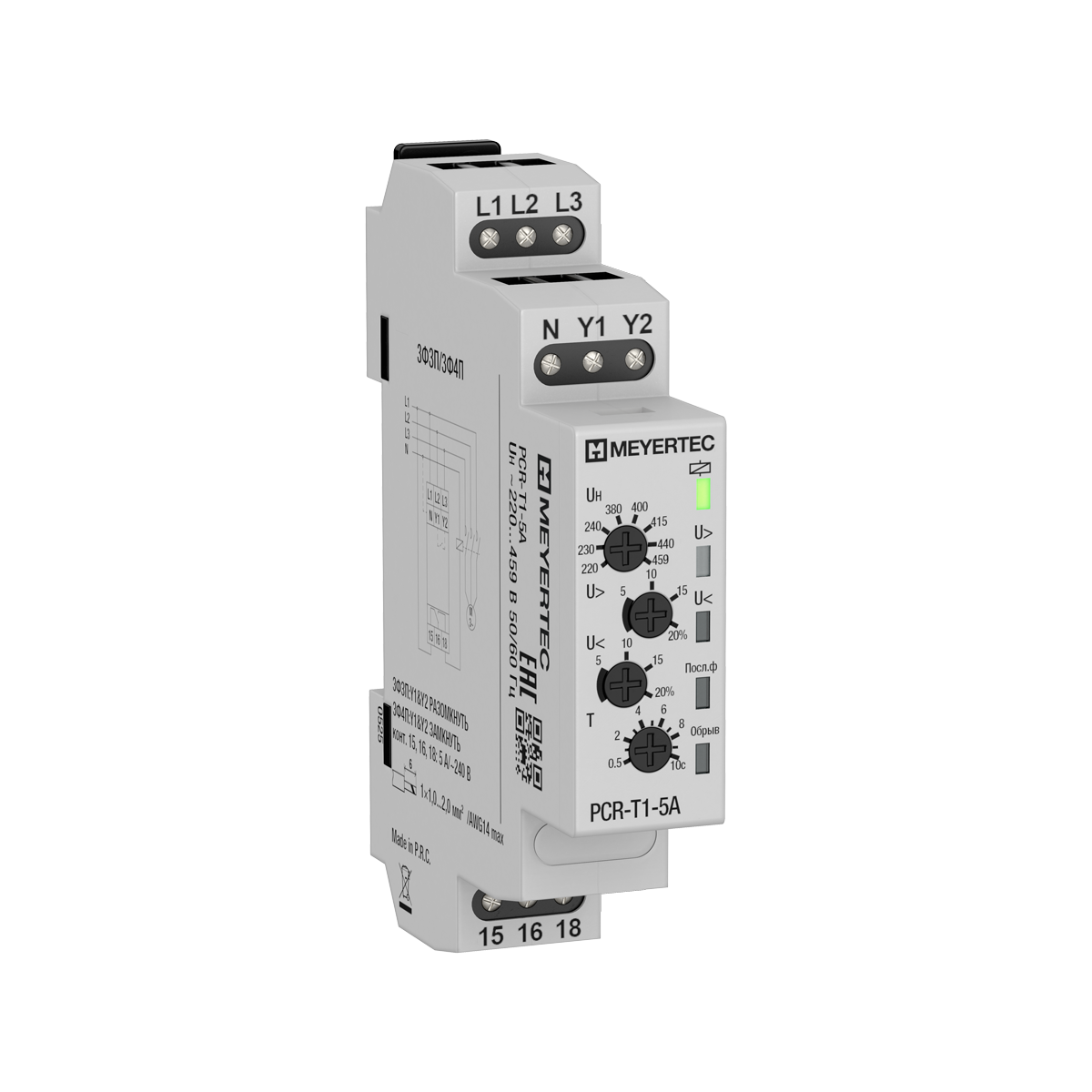 PCR-T1-5A реле контроля фаз MEYERTEC